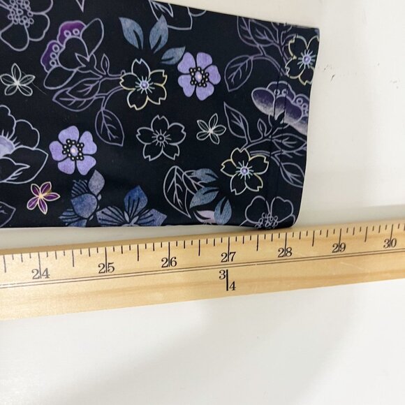 Dharma Bums Black & Purple Floral Athletic Leggings Yoga - Size Small - Picture 7 of 7
